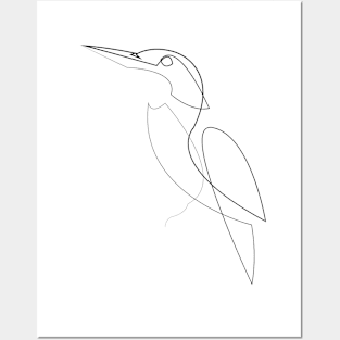 Kingfisher - one line bird Posters and Art